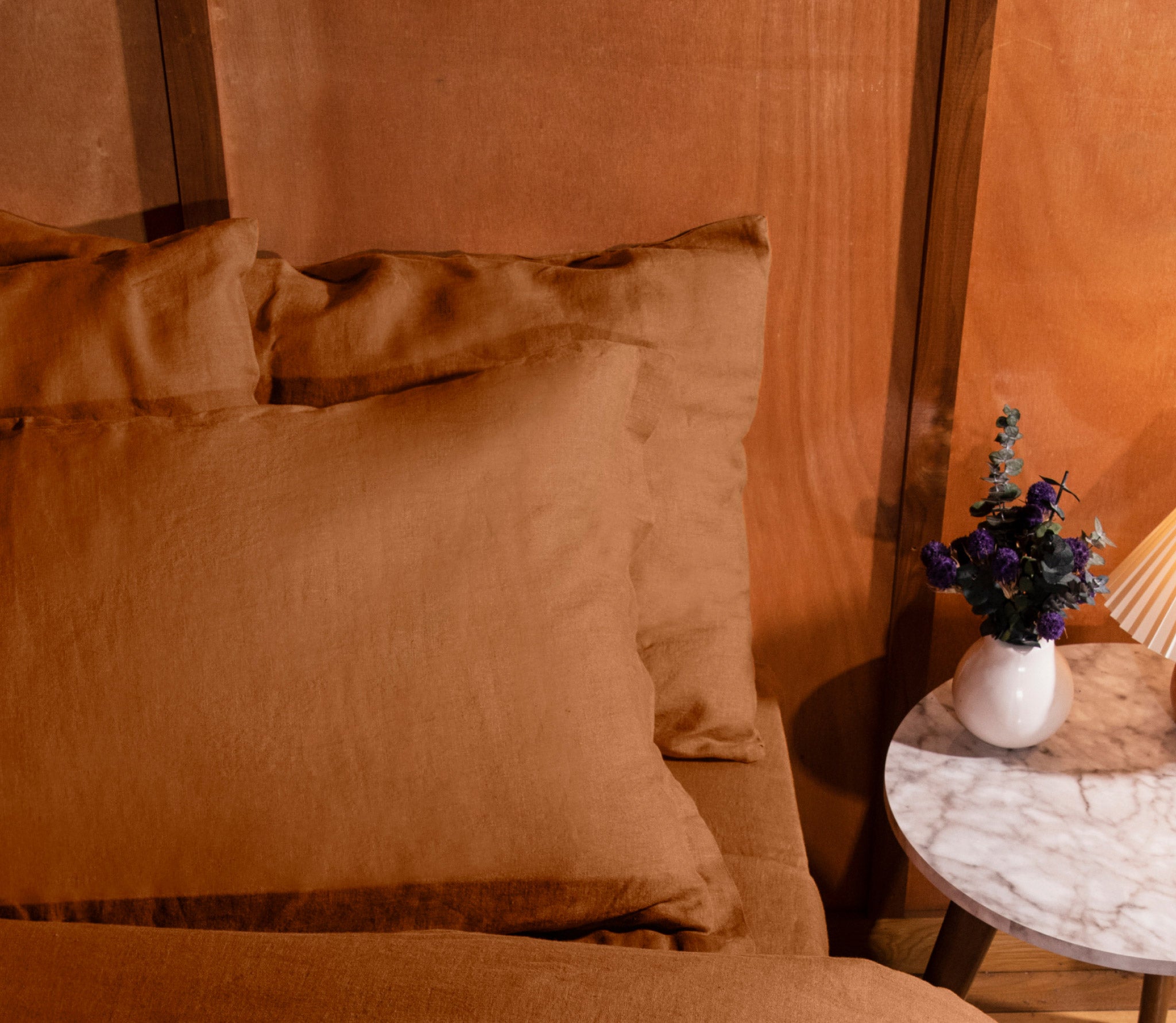 Pillow in a brown pillowcase