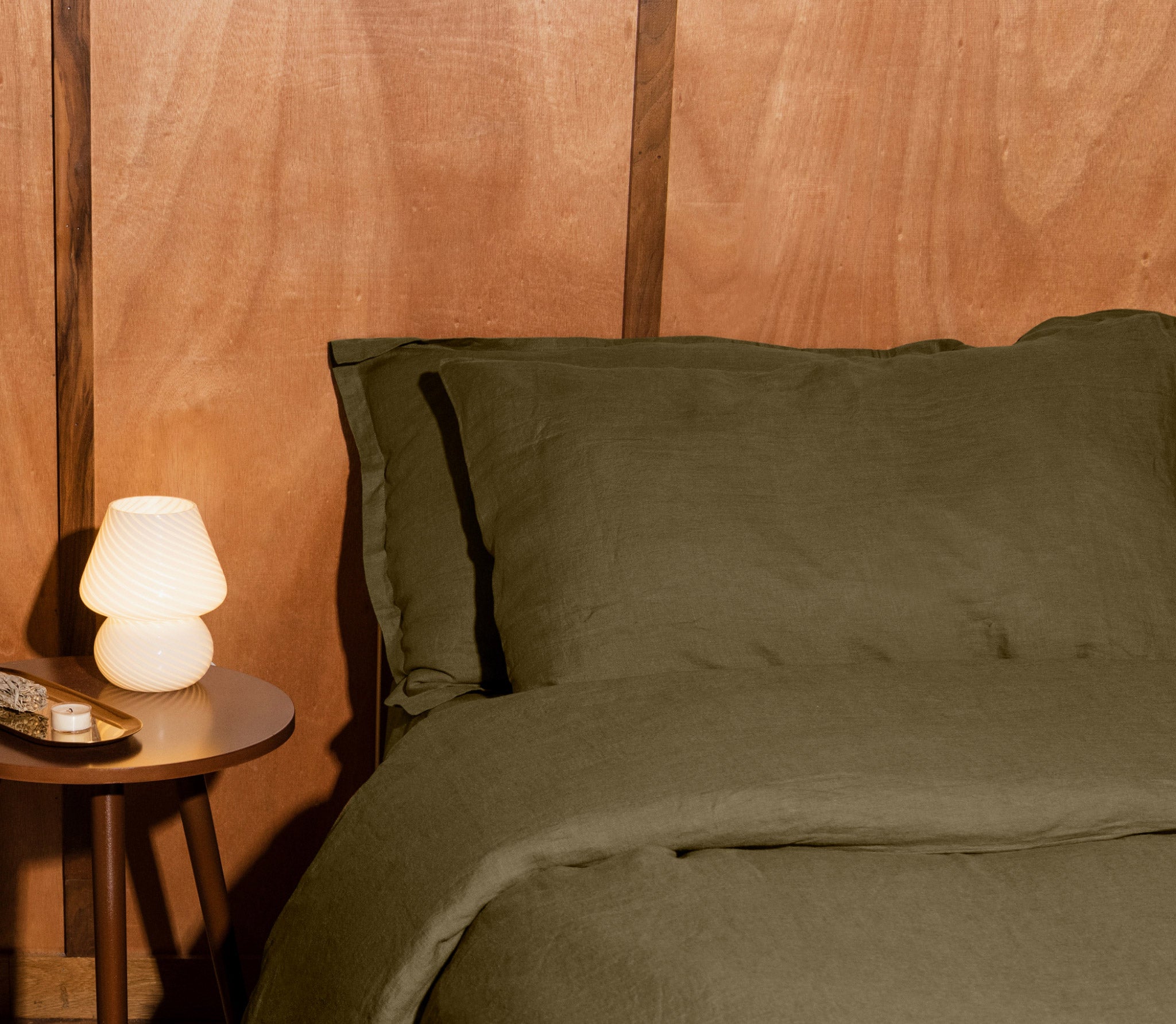 Olive-colored pillow cover