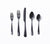 Black Satin Flatware Setting on white background.