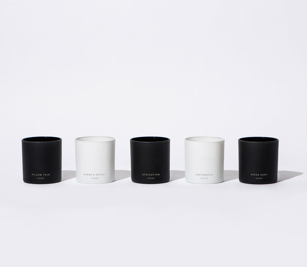 black and white scented candles