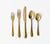 Brushed Gold Flatware Setting on white background.