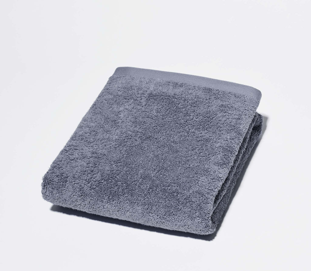 Portugal-made slate blue hand towel with long-staple cotton
