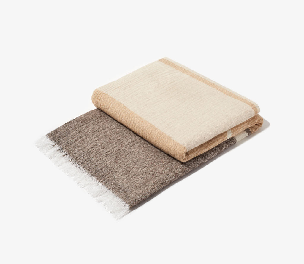 Neatly folded cashmere blanket